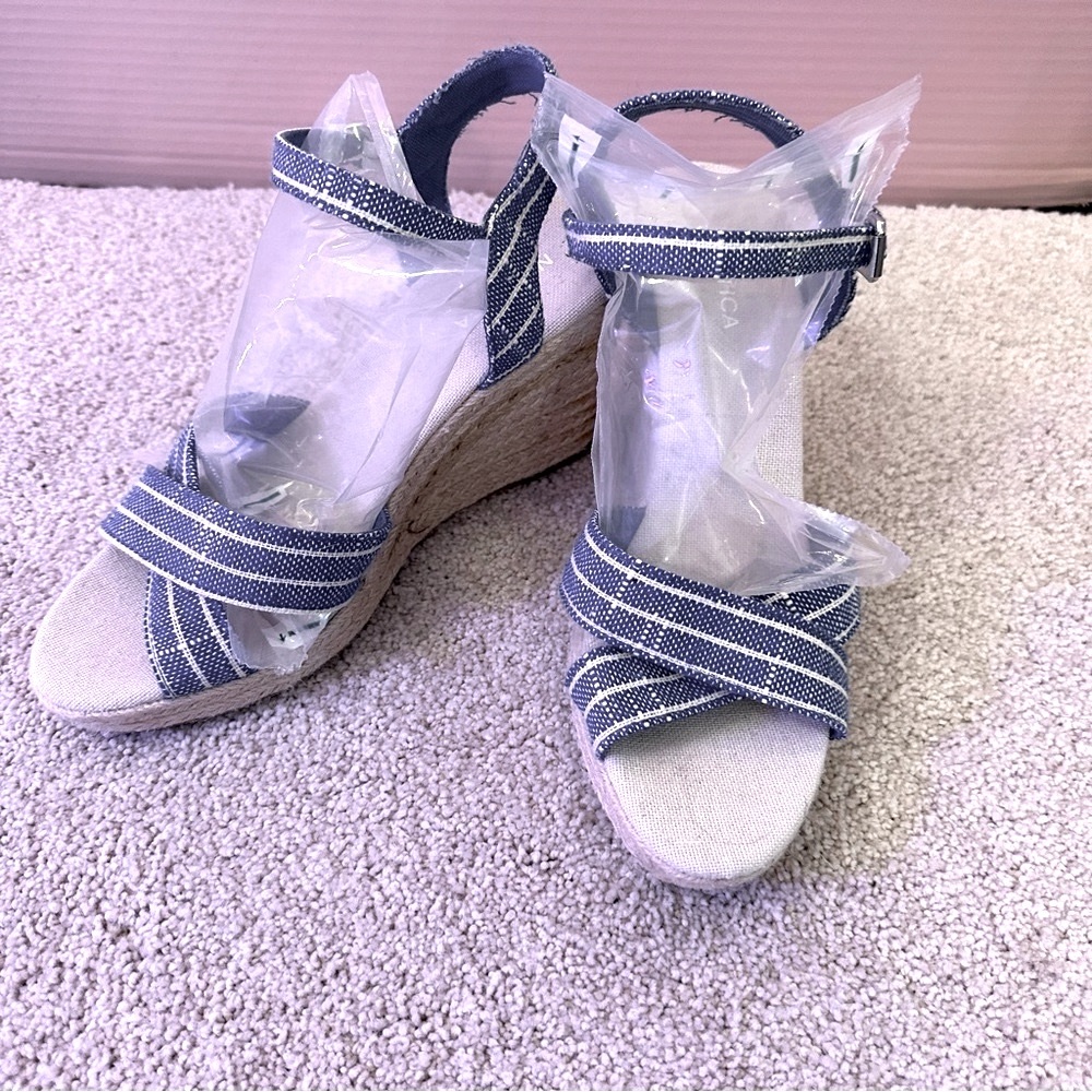 Nautica Blue and Cream Wedge Shoes‎